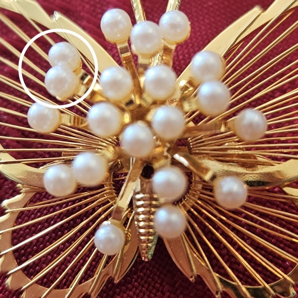 MONET Butterfly Brooch with Pearls - Picture 5 of 5